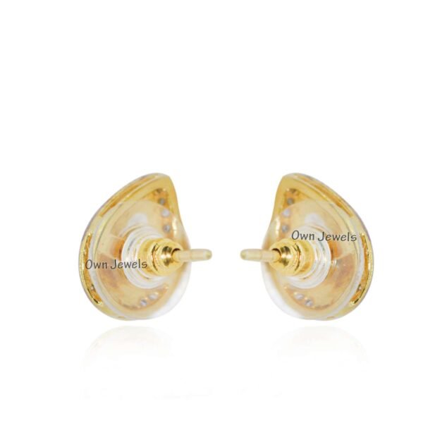 925 Silver Earring Black Rhodium And Yellow Gold Plated Earring, Pave Diamond And Rose Cut Polki Diamond Earring - Image 2