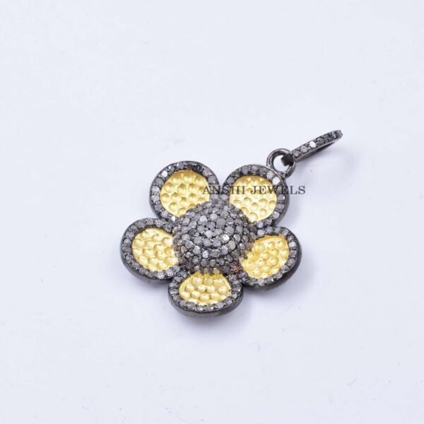 Handmade Diamond floral Pendant, Diamond flower shape Pendant, Women diamond floral Pendant