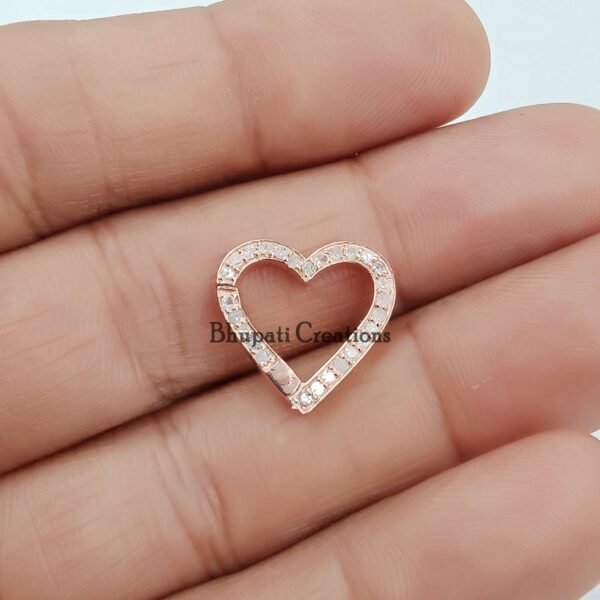 14K Solid Gold Heart Push Lock, Designer Gold Heart Clasp lock, Woman Heart Enhancer Lock