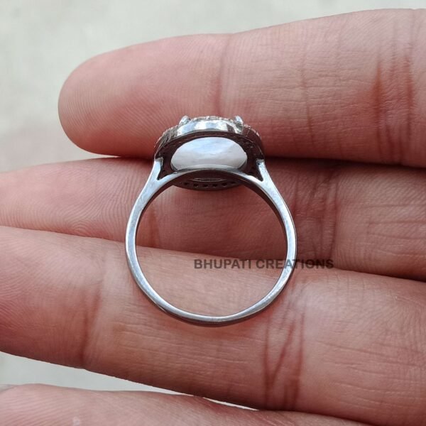 Handmade Moonstone Diamond Ring, Designer Moonstone Ring, Women Diamond Moonstone ring - Image 2