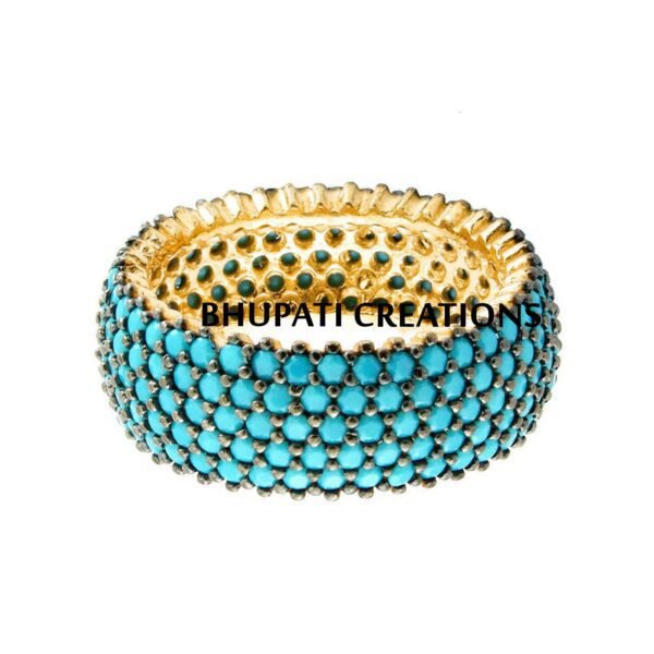Turquoise band ring, natural turquoise band ring, 925 silver gold vermeil band ring, turquoise band ring - Image 4