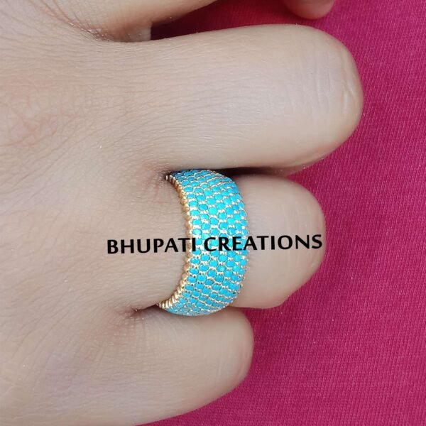 Turquoise band ring, natural turquoise band ring, 925 silver gold vermeil band ring, turquoise band ring - Image 2
