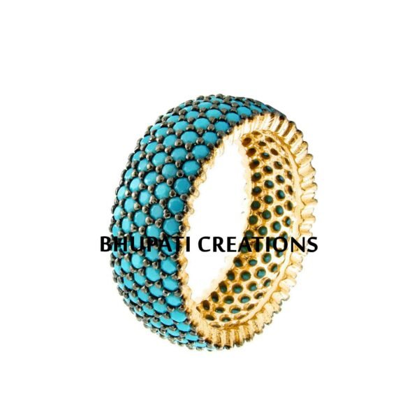 Turquoise band ring, natural turquoise band ring, 925 silver gold vermeil band ring, turquoise band ring - Image 3