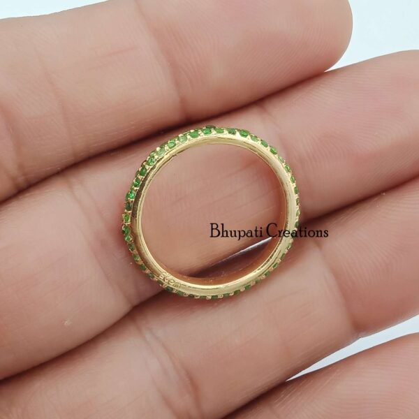 Tsavorite Gemstone Band Ring Jewelry, 925 Sterling Silver Gemstone Band Ring, Women Tsavorite Band Ring - Image 2