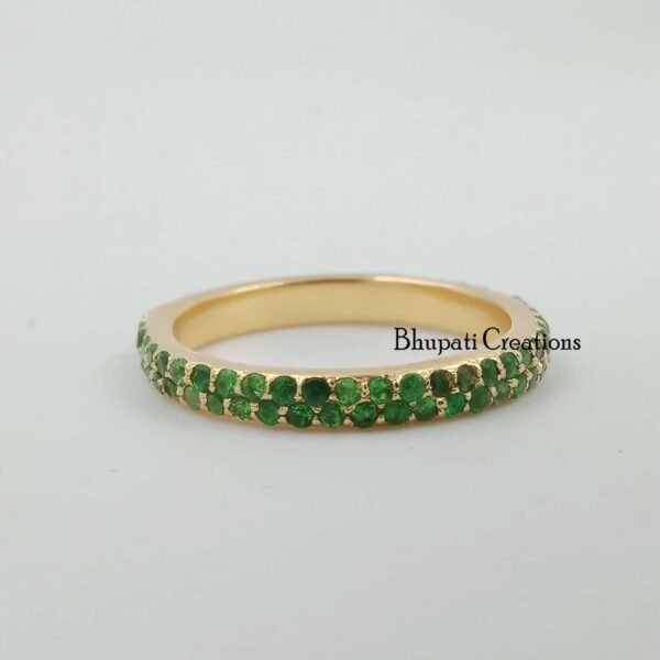 Tsavorite Gemstone Band Ring Jewelry, 925 Sterling Silver Gemstone Band Ring, Women Tsavorite Band Ring