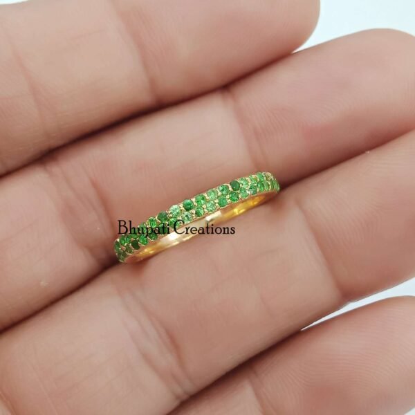 Tsavorite Gemstone Band Ring Jewelry, 925 Sterling Silver Gemstone Band Ring, Women Tsavorite Band Ring - Image 3
