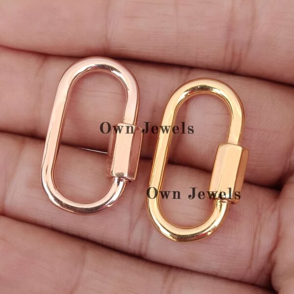 14K Solid Yellow gold carabiner lock, 30mm carabiner lock, oval large carabiner lock
