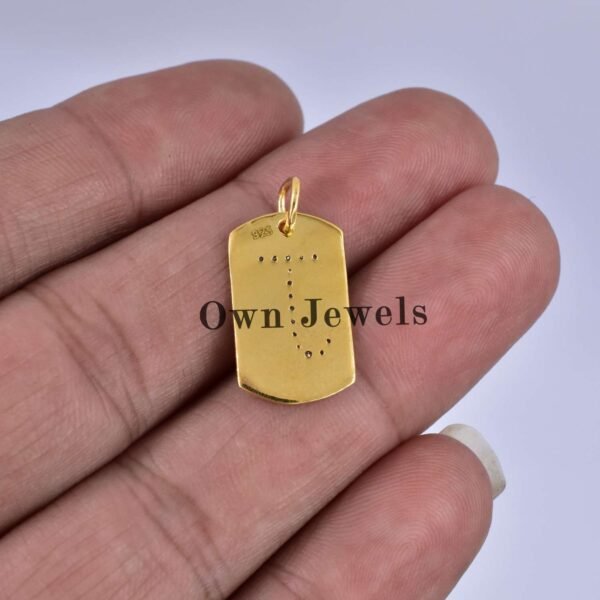 Diamond Letter Dog Tag Charms, Initial Letter Charm, 925 Silver Gold Vermeil Dog Tag Charm - Image 2