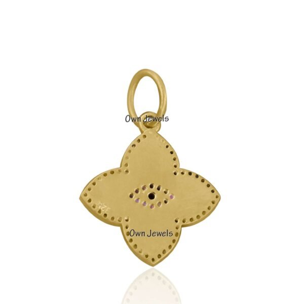14k Gold vermeil Charms, Pave Diamond Charms, Handmade Pendant Necklace, Enamel Star Pendant - Image 2