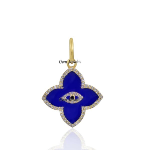 14k Gold vermeil Charms, Pave Diamond Charms, Handmade Pendant Necklace, Enamel Star Pendant