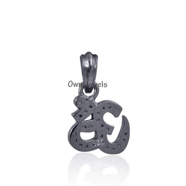 925 Silver OM Pendant, Om Diamond Charms, Initial Om Charm, 925 Silver Charm, Designer Initial Om Charm - Image 2