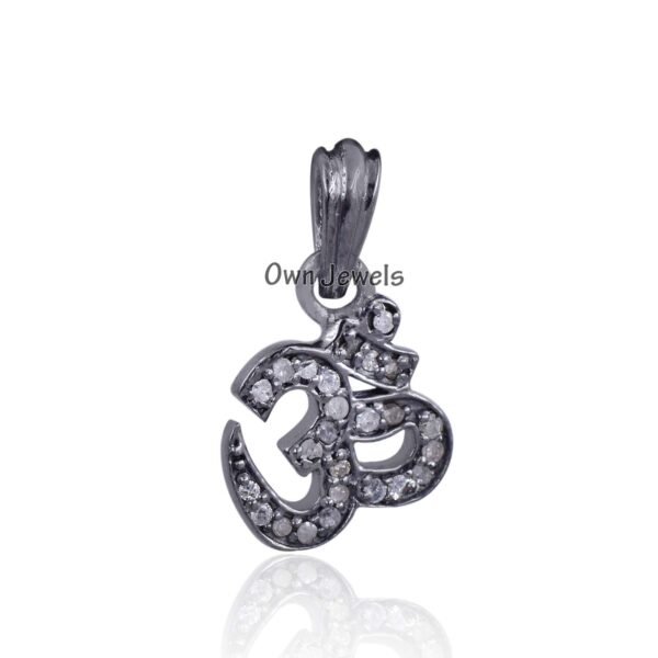 925 Silver OM Pendant, Om Diamond Charms, Initial Om Charm, 925 Silver Charm, Designer Initial Om Charm