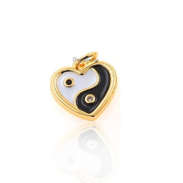 925 Silver Charms Pendant, Designer Pendant Charms, Enamel Charms Pendant, Heart Charms, Yin Yang Heart Charms