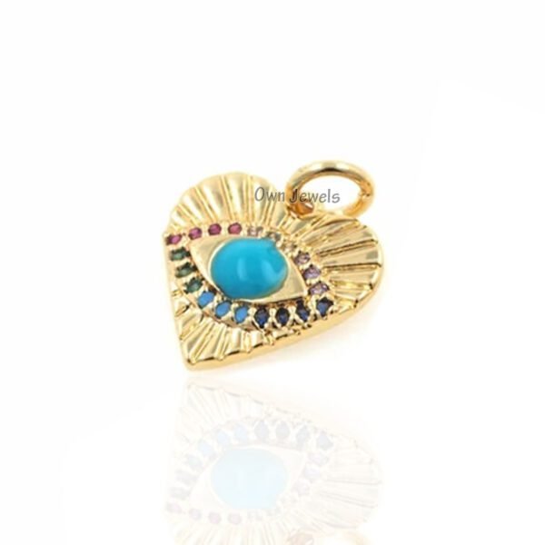 925 Silver Evil Eye Charms Pendant, Pendant, Women Charms Pendant, Sapphire Mini Charms, Turquoise Charms Pendant - Image 2