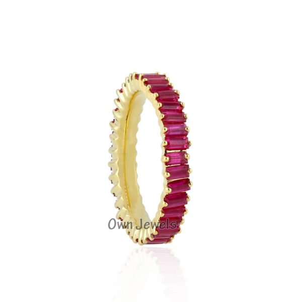 925 Silver Band Ring, Designer Band Ring, Ruby Band Ring, Designer Women Ring - Image 2