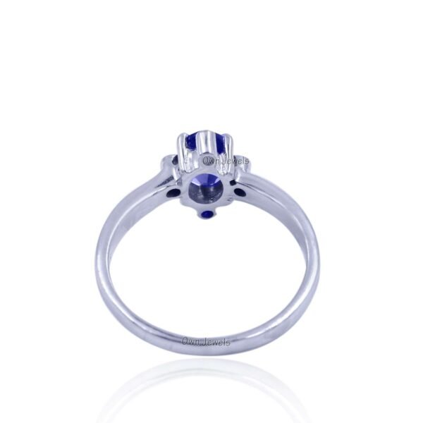 925 Silver Band Ring, Blue Sapphire Band Ring, Engagement Band Ring, Diamond Band Ring - Image 2