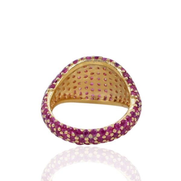 14k Yellow Gold Ring, Designer Ring, Pink Sapphire Band Ring, Gemstone Ring, New Year Ring - Image 2