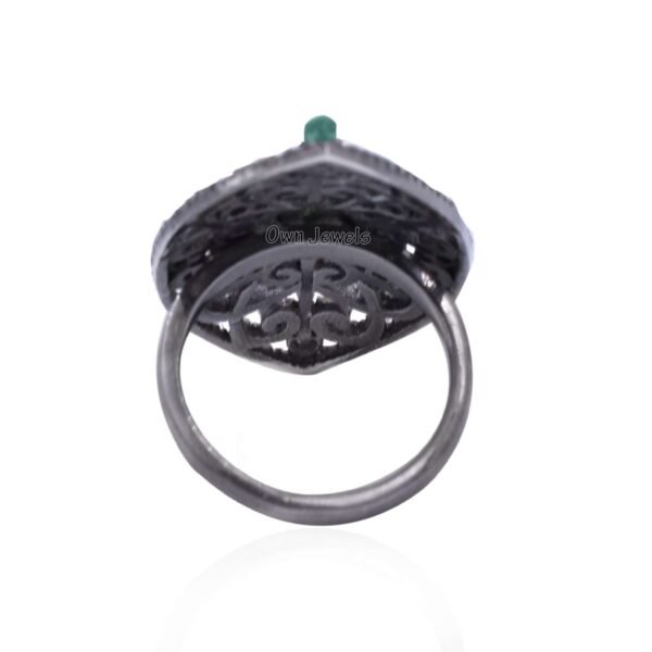 925 Silver Diamond Ring, Genuine Pave Diamond Ring, Designer Diamond Ring, Emerald Diamond Rings - Image 2