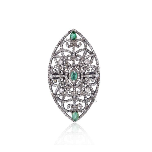 925 Silver Diamond Ring, Genuine Pave Diamond Ring, Designer Diamond Ring, Emerald Diamond Rings