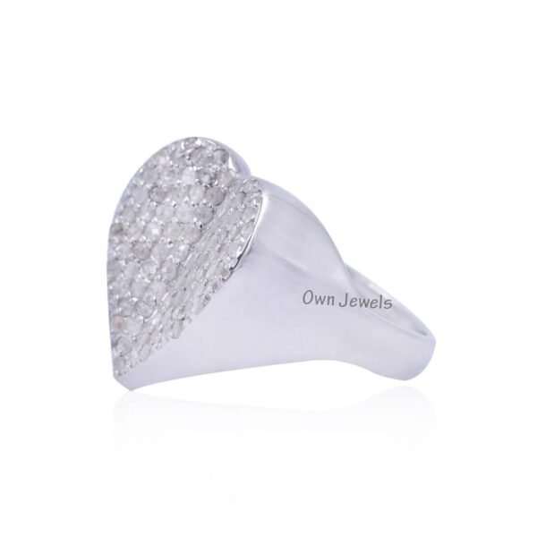 925 Silver Heart Diamond Rings, Genuine Diamond Rings, Micro Pave Diamond Rings, Handmade Designer Heart Ring - Image 3