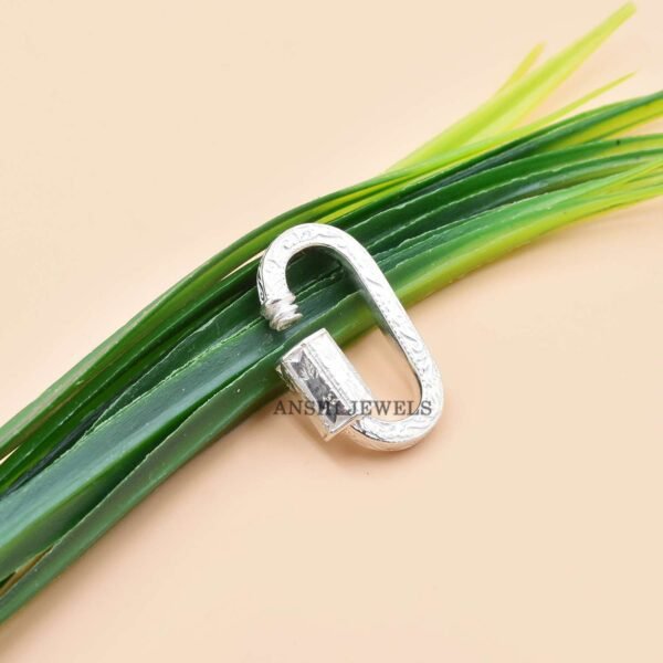 14k Solid Gold Oval Carabiner Lock, Engraving Screw Carabiner Lock, Woman Necklace Jewelry Connector Lock - Image 7