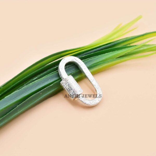 14k Solid Gold Oval Carabiner Lock, Engraving Screw Carabiner Lock, Woman Necklace Jewelry Connector Lock - Image 8
