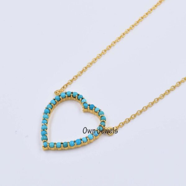 Turquoise Heart Necklace, 14k Gold Plated Heart Necklace, Women Turquoise Heart Necklace, Handmade Turquoise Necklace Jewelry