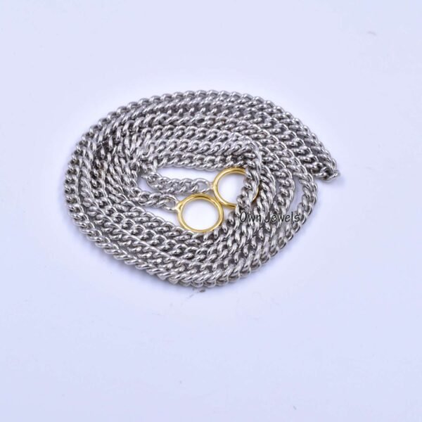 925 silver curb chain, carabiner lock curb chain, handmade silver curb chain, carabiner necklace chain, 3mm silver link chain necklace - Image 2