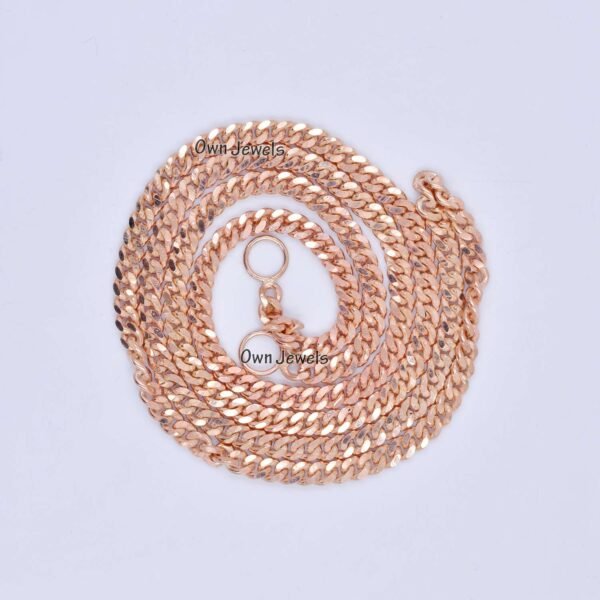 14k Rose gold plated curb chain, carabiner lock chain necklace, connector curb chain necklace, padlock chain, Diamond cut gold curb chain - Image 2