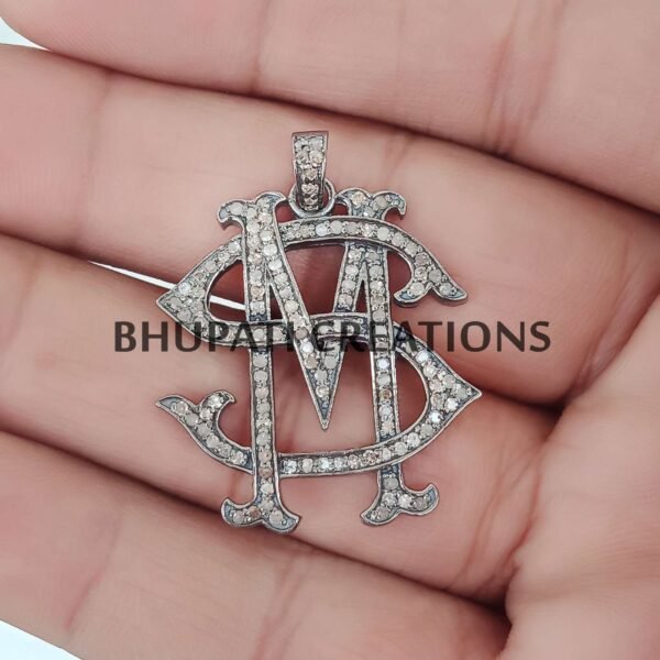 Pave Diamond SM MS Monogram Pendant, 925 Sterling Silver Monogram Pendant, 2 Letter Monogram Pendant Jewelry