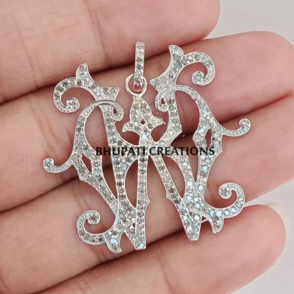 Vintage Monogram, Pave Diamond KW Monogram, 925 Silver Monogram, Custom Monogram