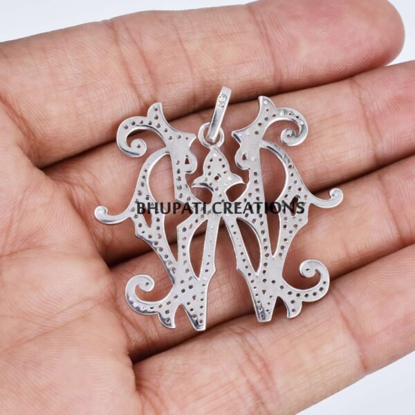 Vintage Monogram, Pave Diamond KW Monogram, 925 Silver Monogram, Custom Monogram - Image 2