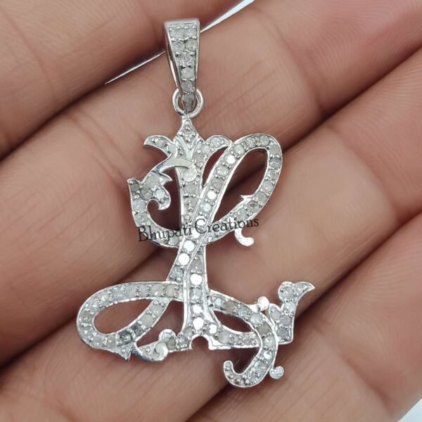 14k Yellow Vermeil L-L Monogram, Letter Monogram Pendant, Custom Monogram, Pave Diamond Monogram