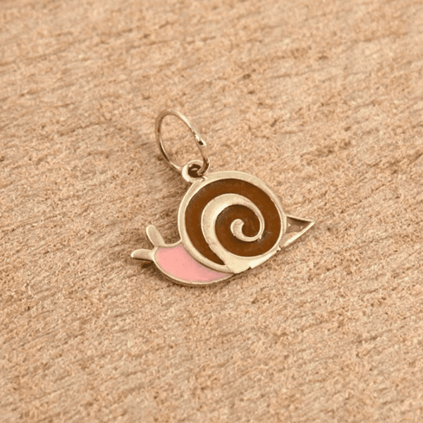 14K gold plated snail enamel charm, designer snail charm jewelry - Image 4