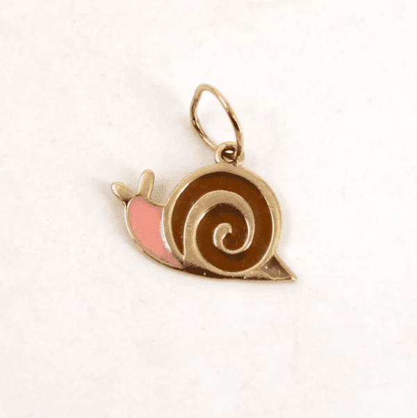 14K gold plated snail enamel charm, designer snail charm jewelry
