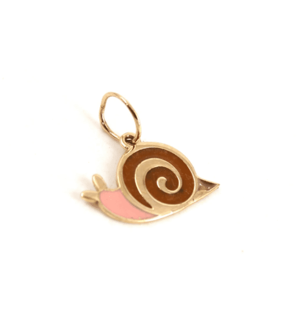 14K gold plated snail enamel charm, designer snail charm jewelry - Image 3