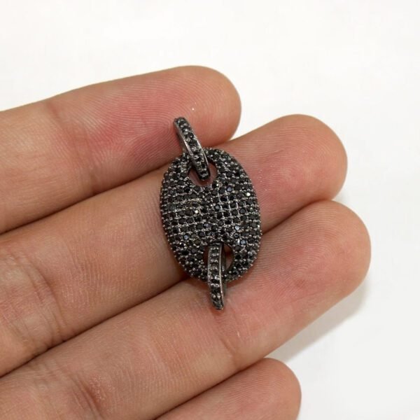 925 sterling silver handmade connector, black spinel connector charm