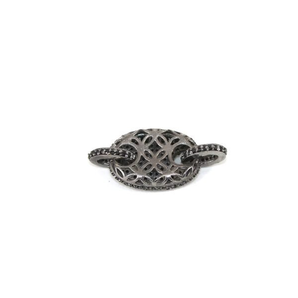 925 sterling silver handmade connector, black spinel connector charm - Image 2